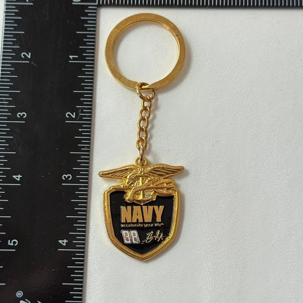 NASCAR 2007 Dale Jr. 88 Keychain‎ Gold Black Shield Emblem
